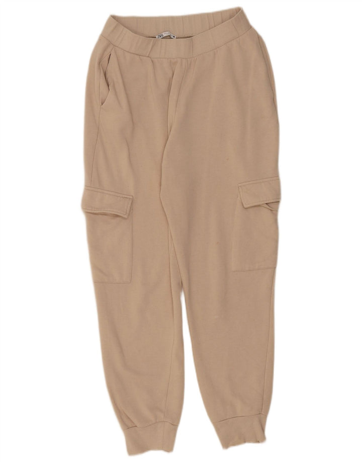Zara Damen Cargo-Trainingshose, Jogginghose, Größe L, Beige