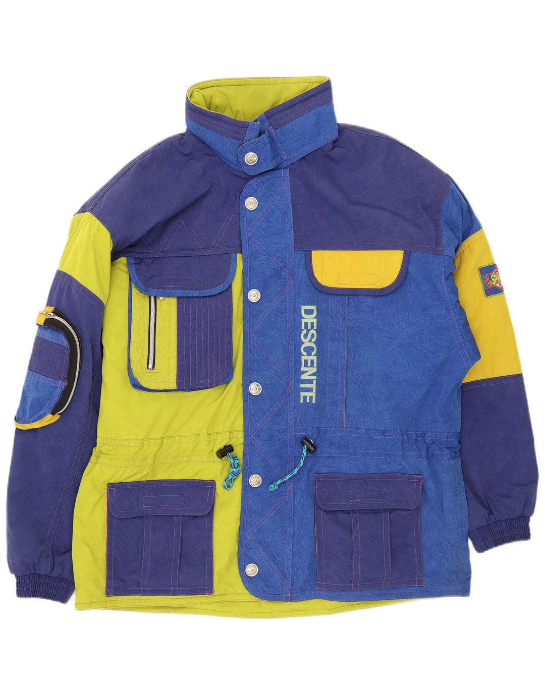 Descente Mens Graphic Hooded Ski Jacket IT 56 2XL Blue Colourblock