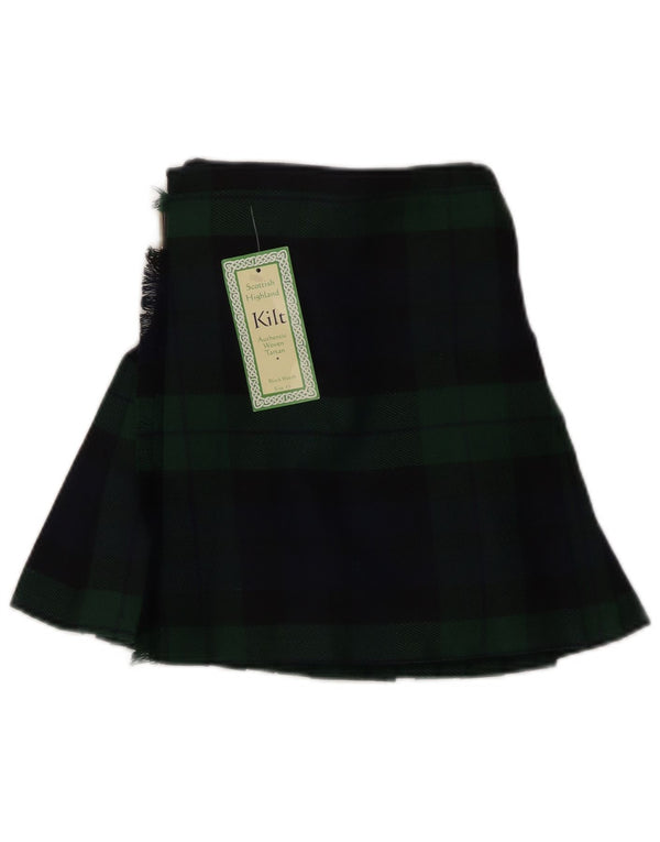 Vintage Baby Girls Spódnica kopertowa 18-24 miesięcy W15 Wiskoza w zieloną kratę