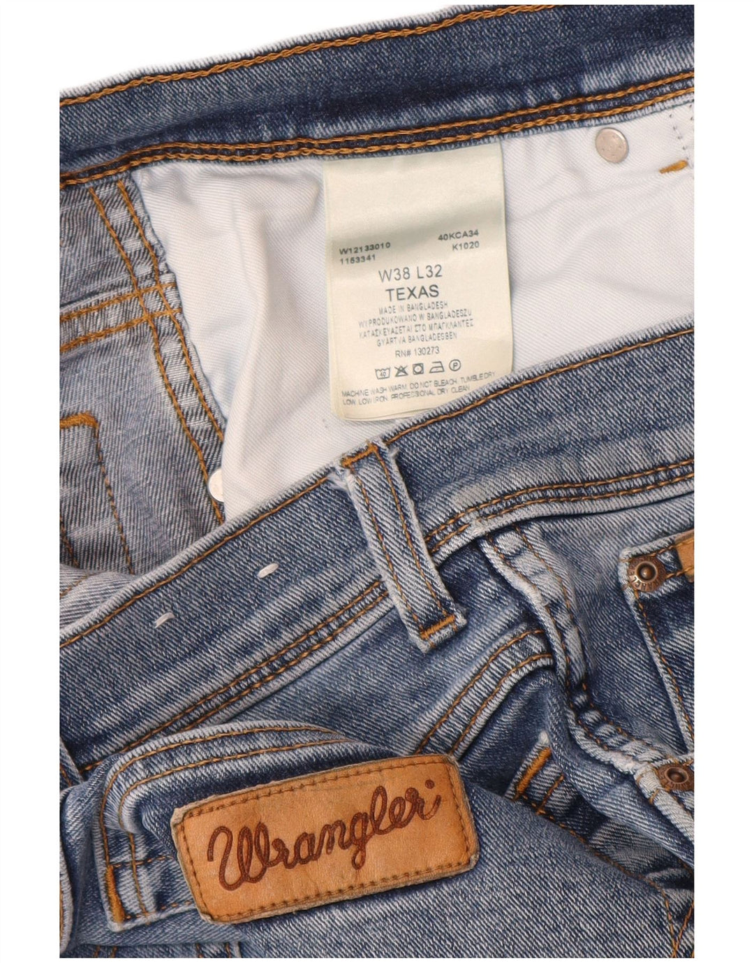 Wrangler Mens Texas Straight Jeans W38 L32 Blue Cotton
