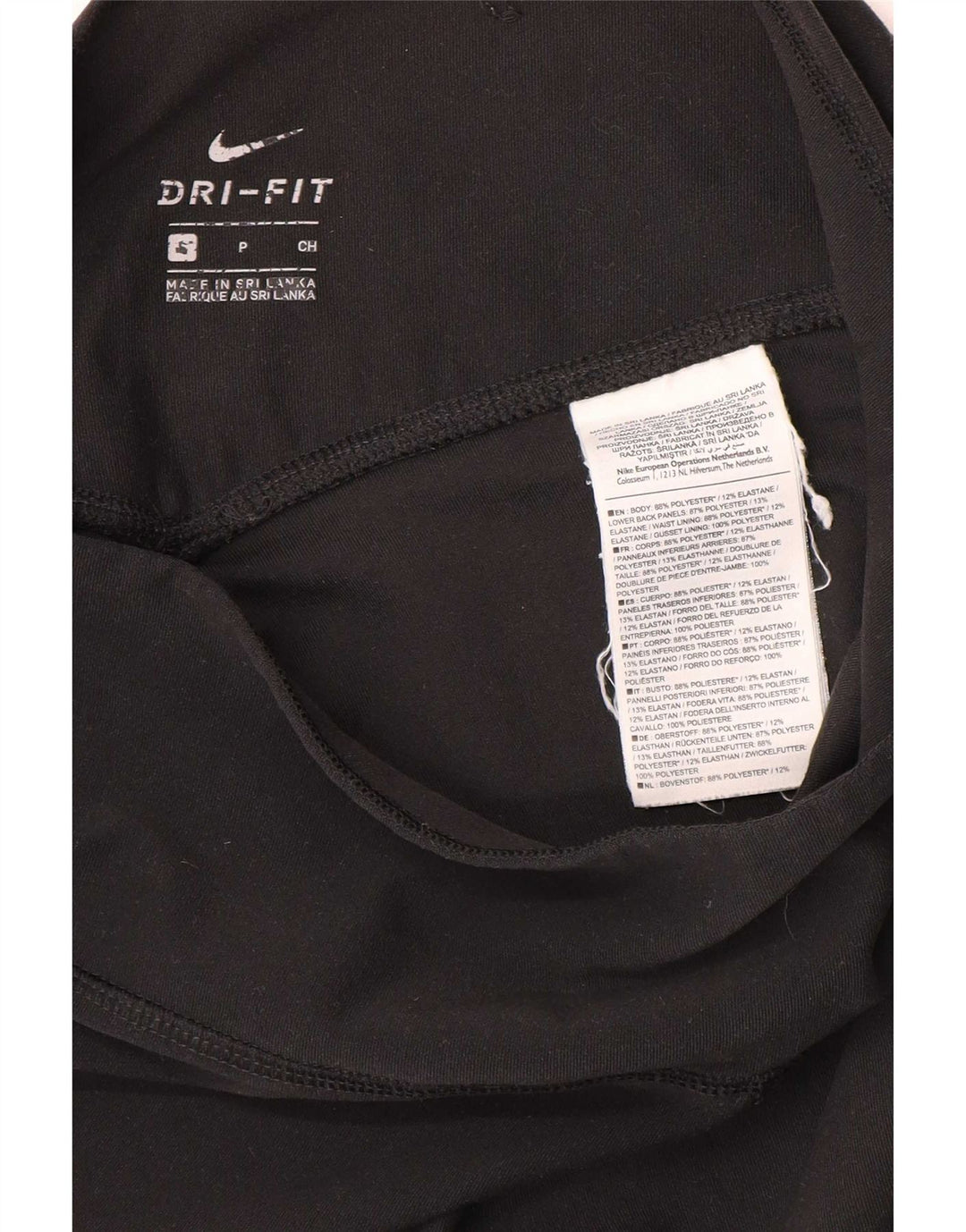 Nike Womens Dri Fit Capri Leggings UK 10 Small Black Colourblock Polyester