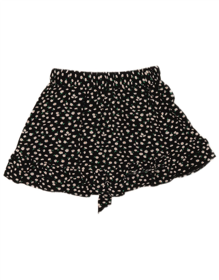 Zara Womens Skort UK 10 Small Black Floral