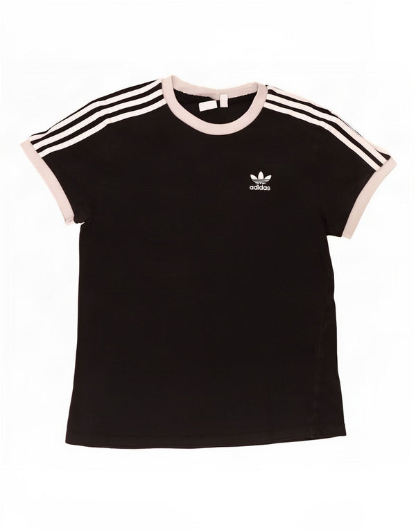 T-shirt da donna Adidas Top UK 8 Small in cotone color block nero