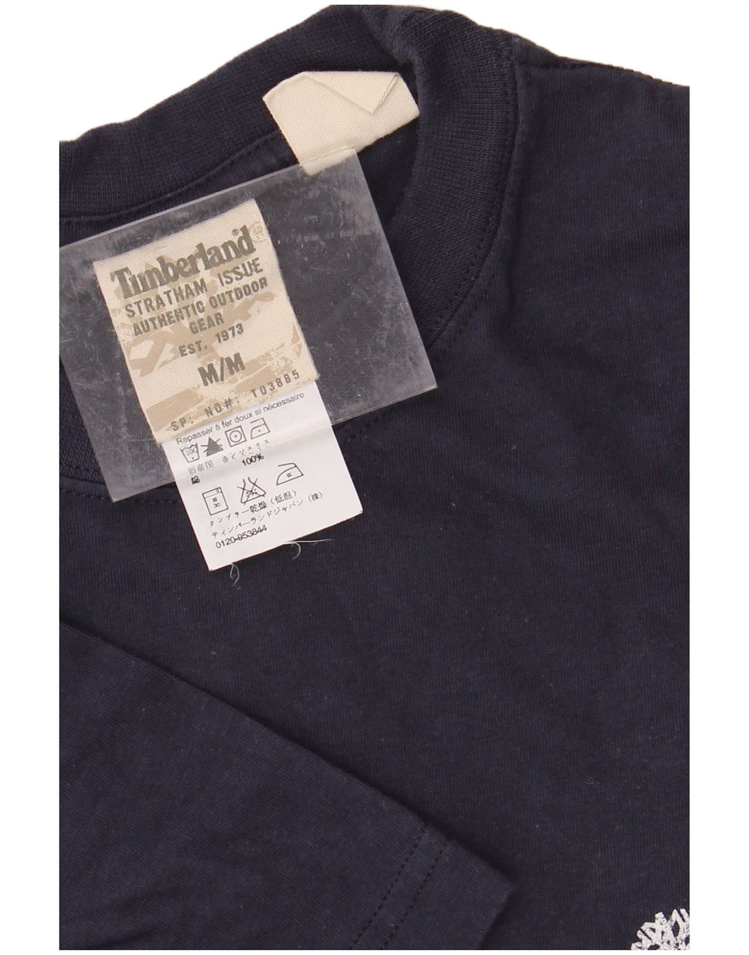 TIMBERLAND Mens Graphic T-Shirt Top Medium Navy Blue Cotton