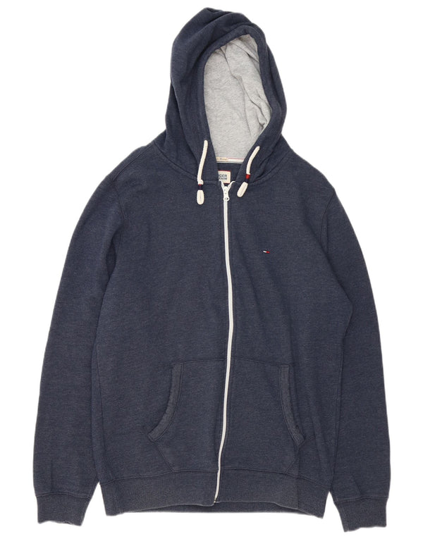 Tommy Hilfiger Pull à capuche zippé pour homme Grand coton bleu marine