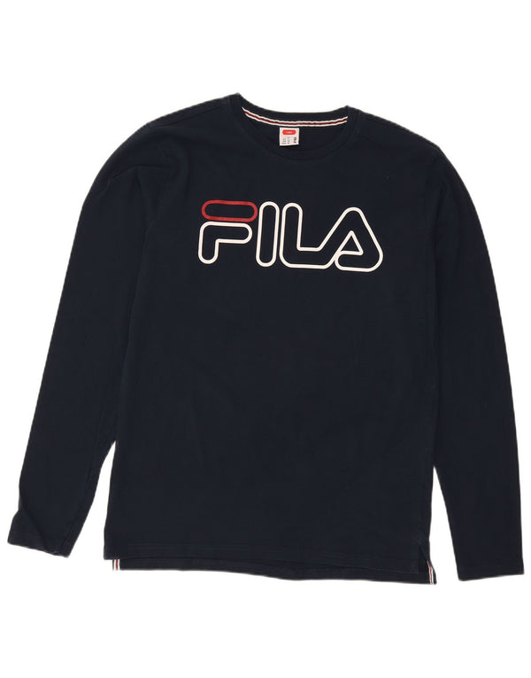 Fila Homme Tennis Graphic Top Manches Longues IT 50 Bleu Marine Moyen Coton