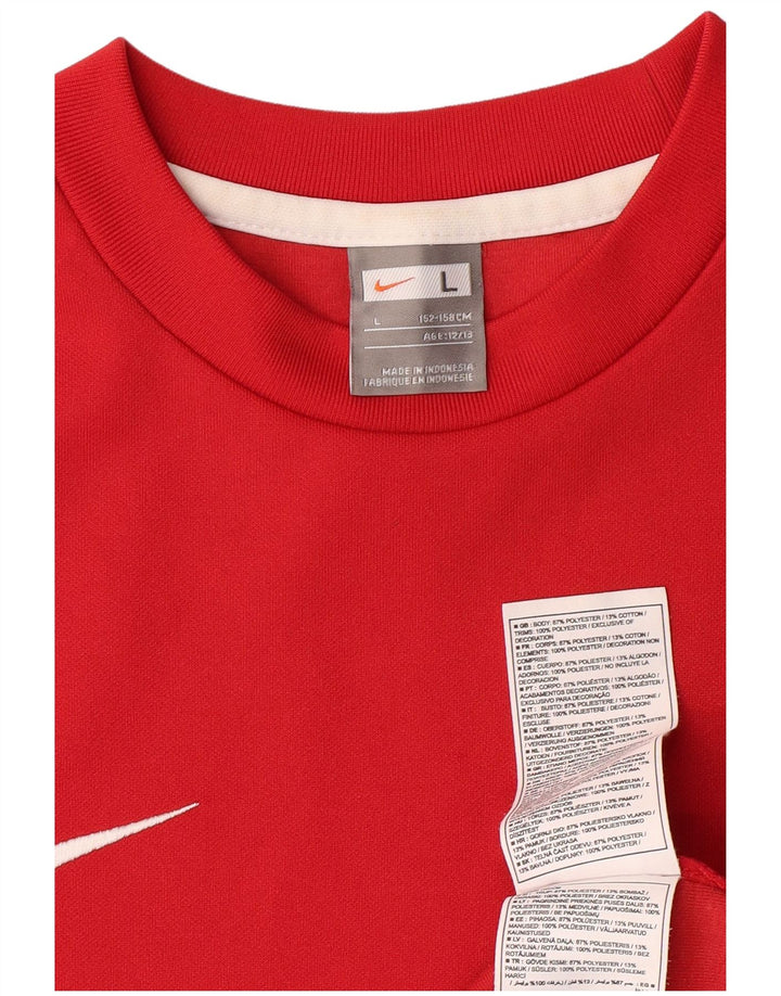 Bluza chłopięca NIKE, 12-13 lat, duża, czerwona, poliestrowa z blokami kolorów