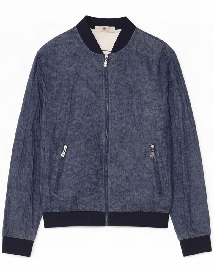 Vintage Mens Bomber Jacket UK 38 Medium Blue Flecked Polyéthylène