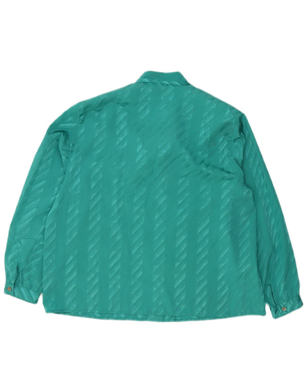 ELENA MIRO Dame Front Tie Shirt Bluse UK 20 2XL Grøn Stribet