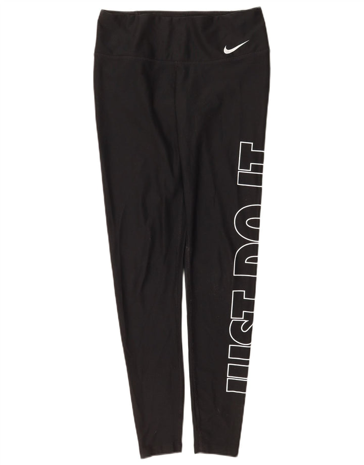 Nike Womens Dri Fit Graphic Leggings UK 8 Small Black Polyester