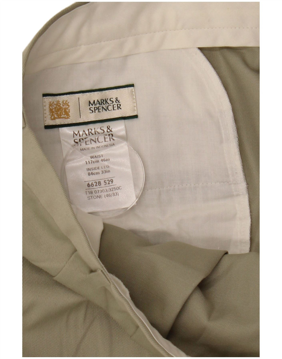 Marks & Spencer Herren-Anzughose mit Pegged-Anzug, W46, L27, Beige, Polyester