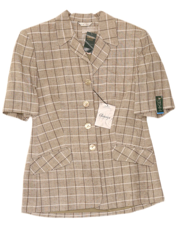 St. Bernard Cardigan à manches courtes pour femme UK 12 Marron moyen à carreaux