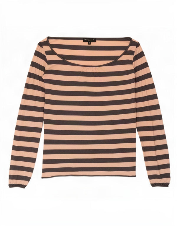 Massimo Dutti Haut à manches longues pour femme UK 10 Petite viscose rayée rose