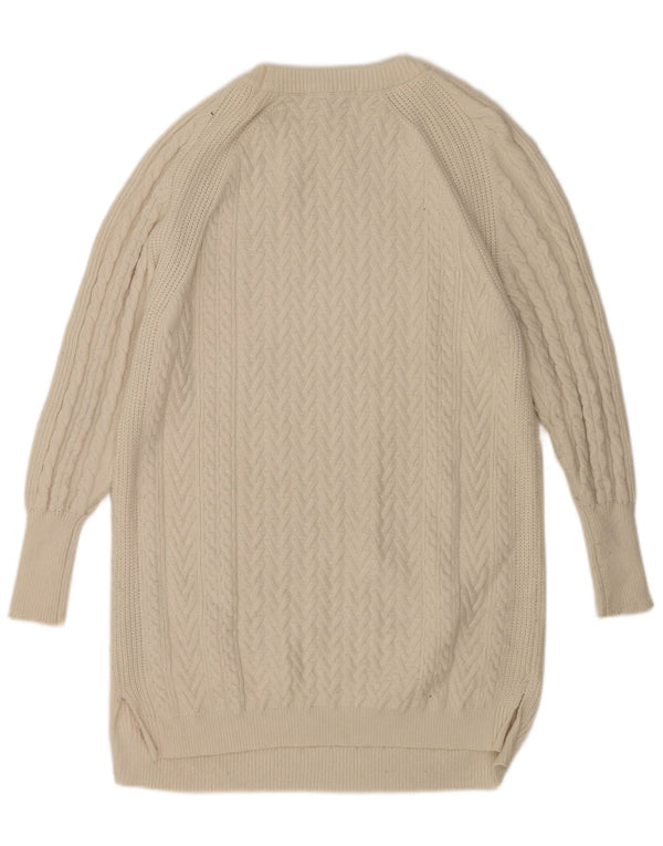 Zara Womens Long Sleeve Oversized Jumper Dress UK 10 Small White Viscose