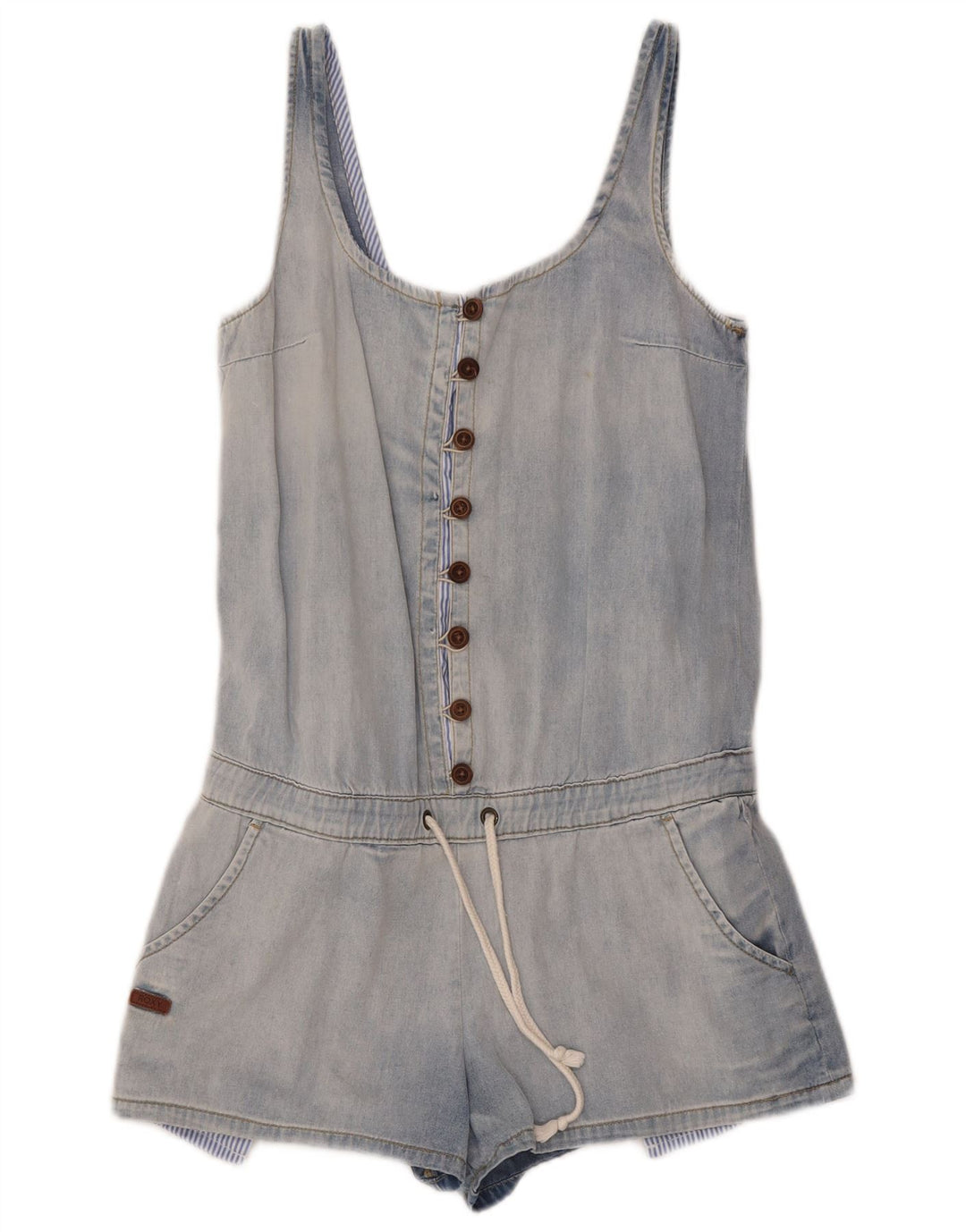 Roxy Womens Denim Playsuit UK 6 XS  Blue Cotton