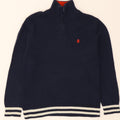 IZOD Boys Zip Neck Jumper Sweater 7-8 Years Medium Navy Blue Cotton Vintage Izod and Second-Hand Izod from Messina Hembry 