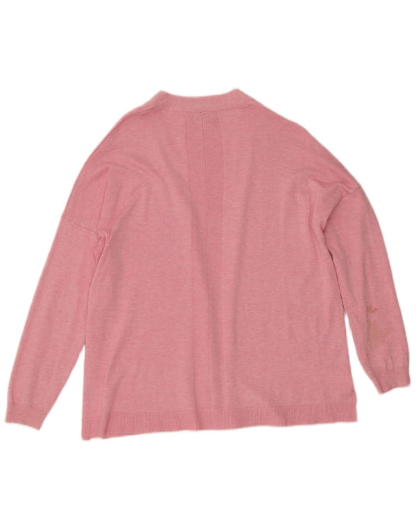 M&Co Womens Open Cardigan Sweater UK 16 Large Pink Flecked Viscose