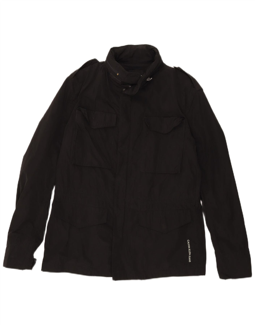 Calvin Klein Jeans Herre Military Jacket UK 40 Large Black Polyester