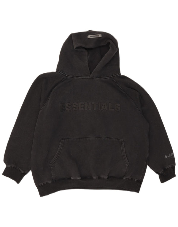 Essentials Pull à capuche surdimensionné graphique pour femme UK 14 Large Noir Coton