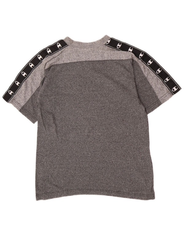 Champion Mens Graphic T-Shirt Top Small Grey Colourblock Cotton