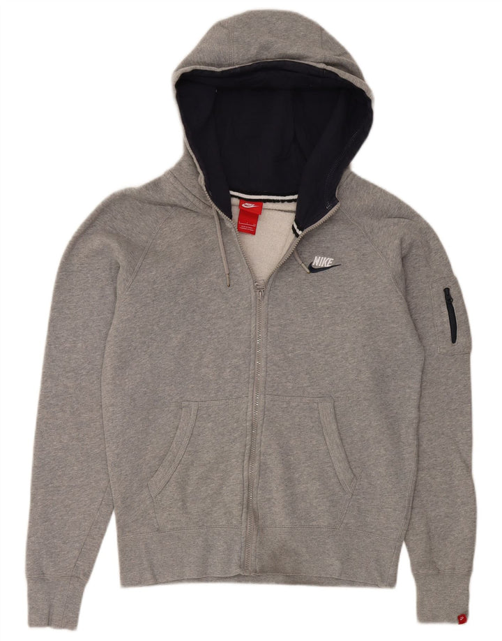 Nike Herren-Kapuzenpullover mit Reißverschluss, klein, graue Baumwolle