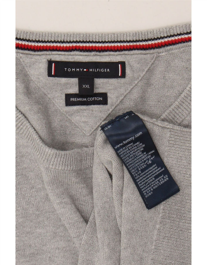 TOMMY HILFIGER Mens Crew Neck Jumper Sweater 2XL Grey Cotton Vintage Tommy Hilfiger and Second-Hand Tommy Hilfiger from Messina Hembry 