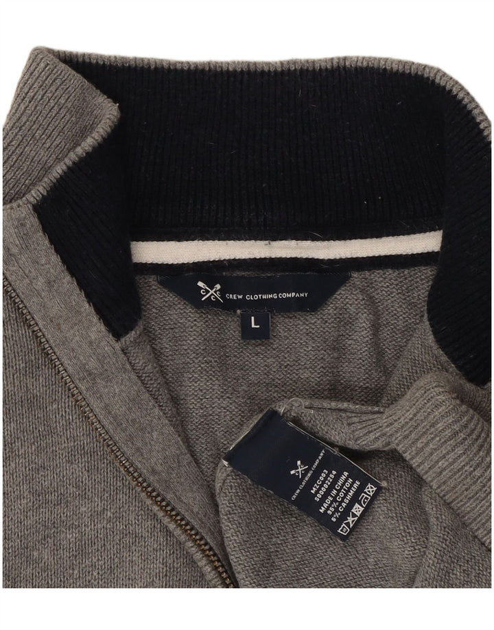 Crew Clothing Mens Zip Neck Jumper Sweater Large Grey Cotton