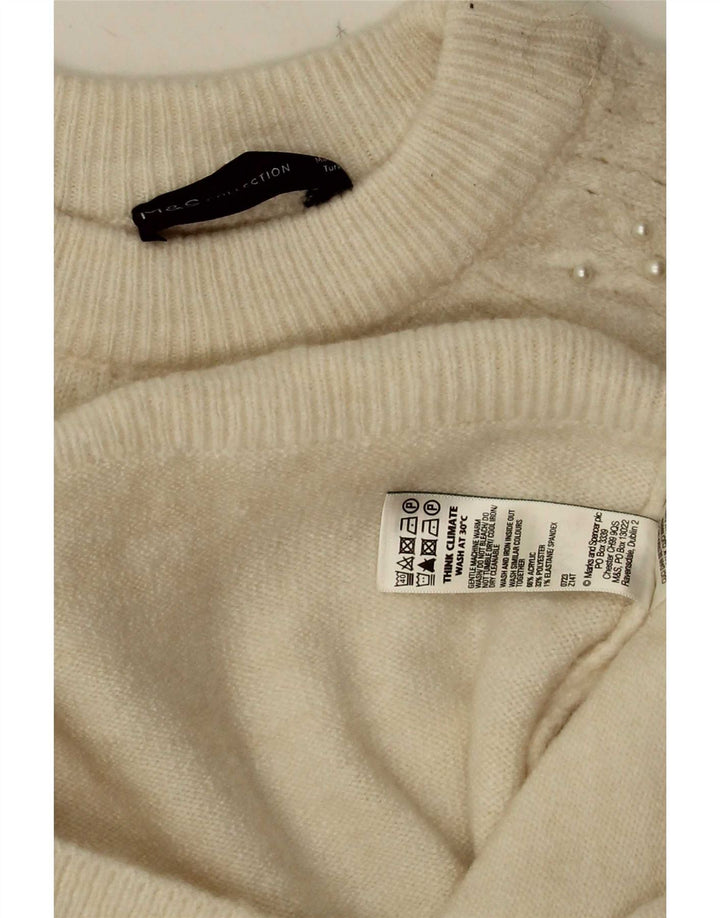 Marks & Spencer Womens Crew Neck Jumper Sweater UK 10 Small Off White