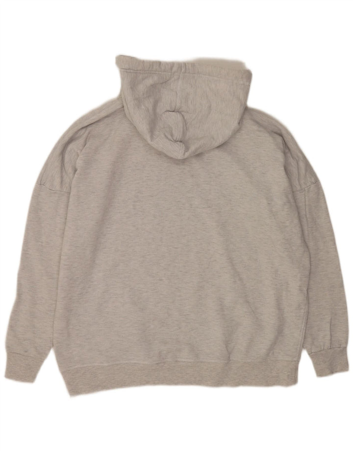 Superdry Womens Graphic Oversized Hoodie Jumper UK 12 Medium Grey Flecked