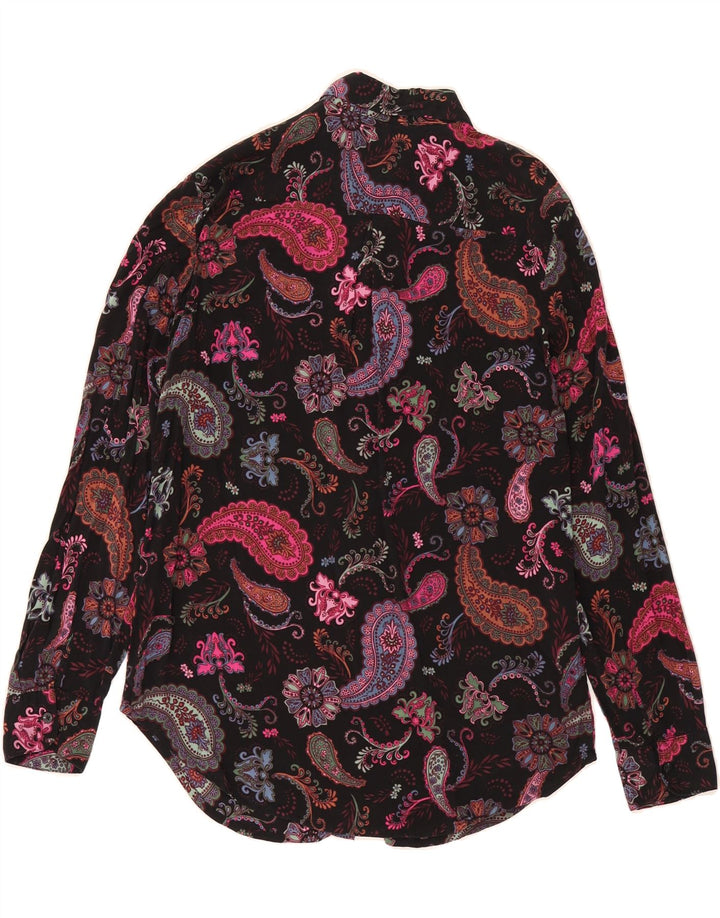 BENETTON Womens Shirt UK 10 Small Black Paisley Modal