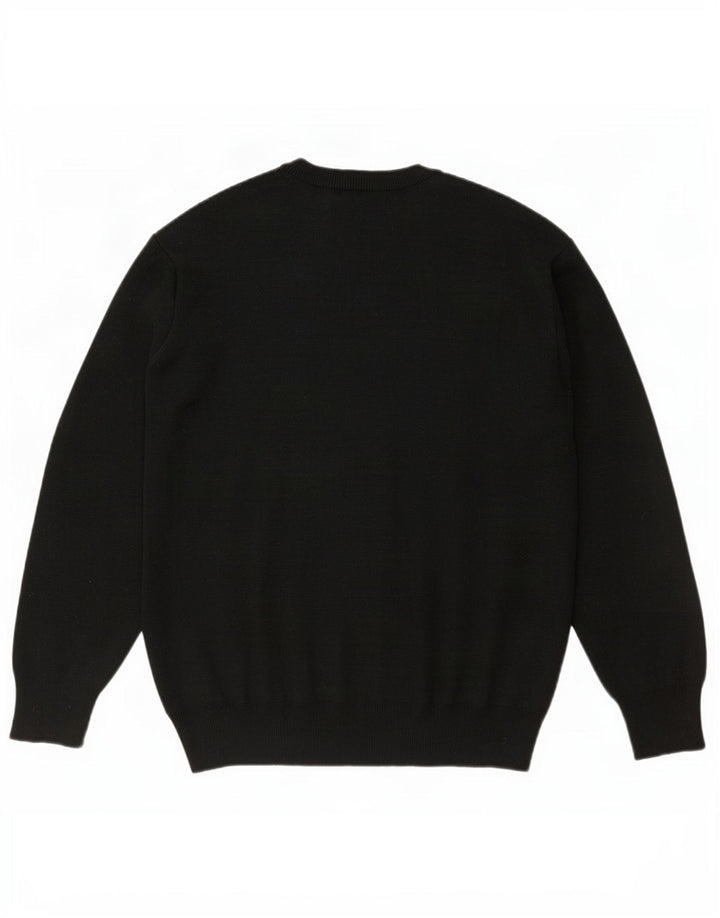 Gabicci Mens V-Neck Jumper Sweater Large Black Striped Wool