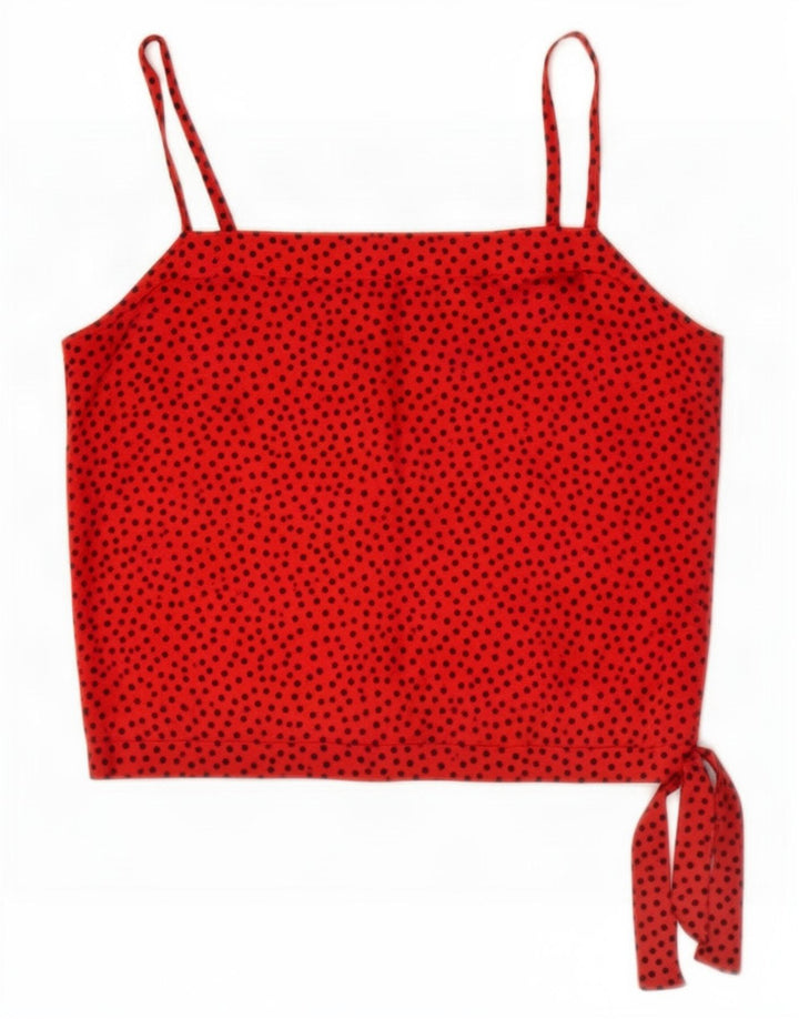 Vintage Dame Crop Cami Top UK 12 Medium Red Spotted