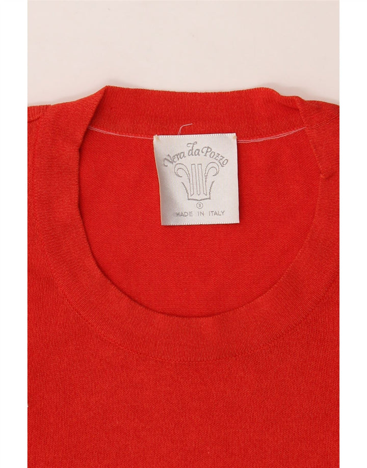 VINTAGE Womens Graphic Crew Neck Jumper Sweater UK 12 Medium Red Vintage Vintage and Second-Hand Vintage from Messina Hembry 