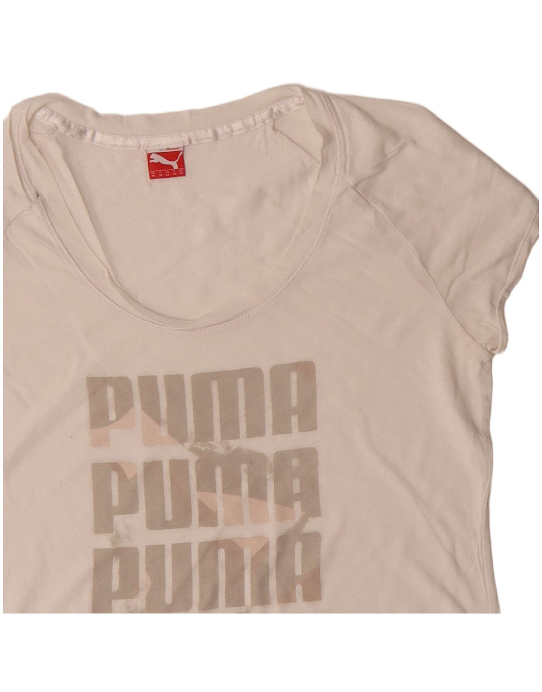 Puma Damen Graphic T-Shirt Top UK 12 Medium Weiß