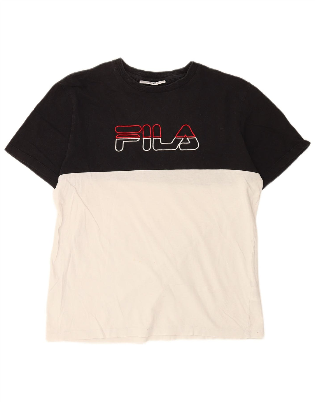 Fila Herre grafisk T-shirt Top Medium Sort Colourblock Bomuld