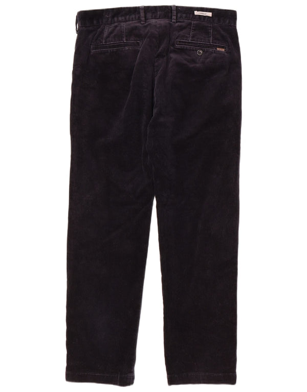 Marks & Spencer Pantalon droit en velours côtelé pour homme W34 L29 Bleu marine Coton