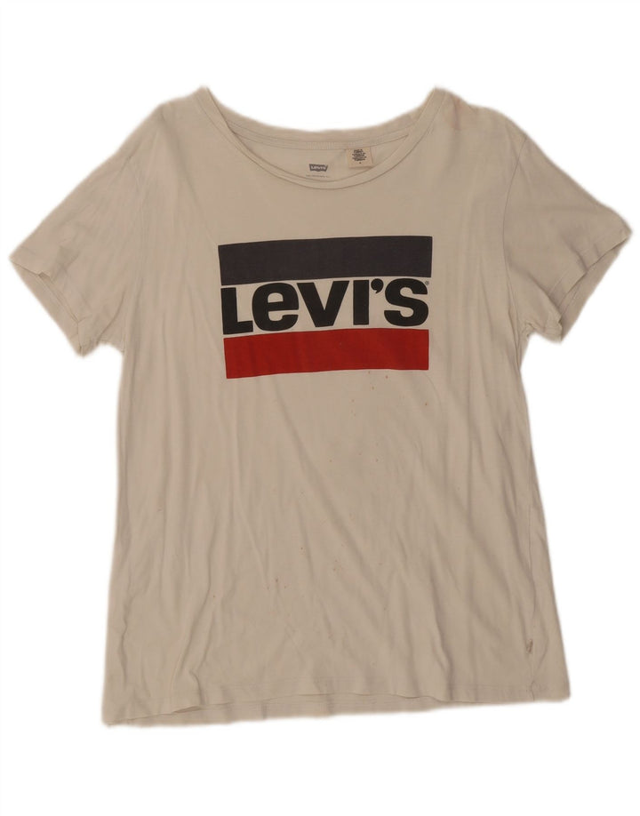 Levi's Womens Graphic T-Shirt Top UK 14 Medium White