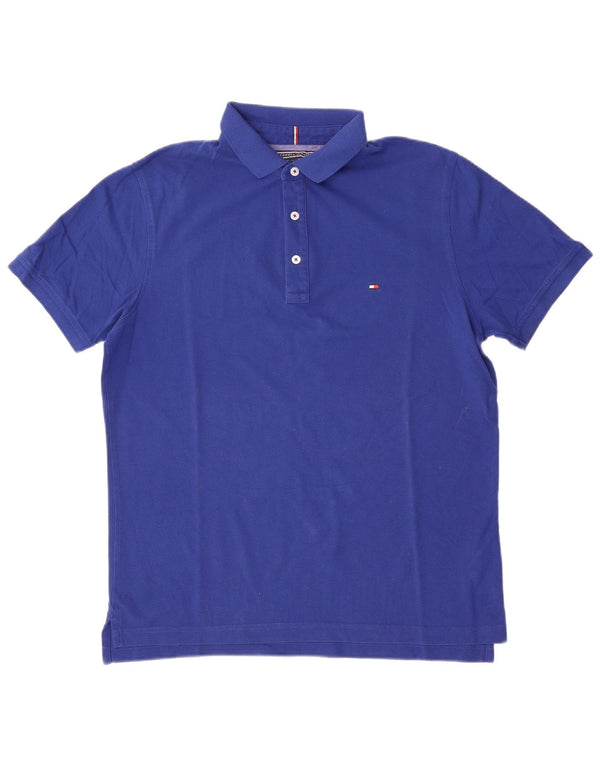 Tommy Hilfiger Mens Slim Fit Polo Shirt Large Blue Cotton
