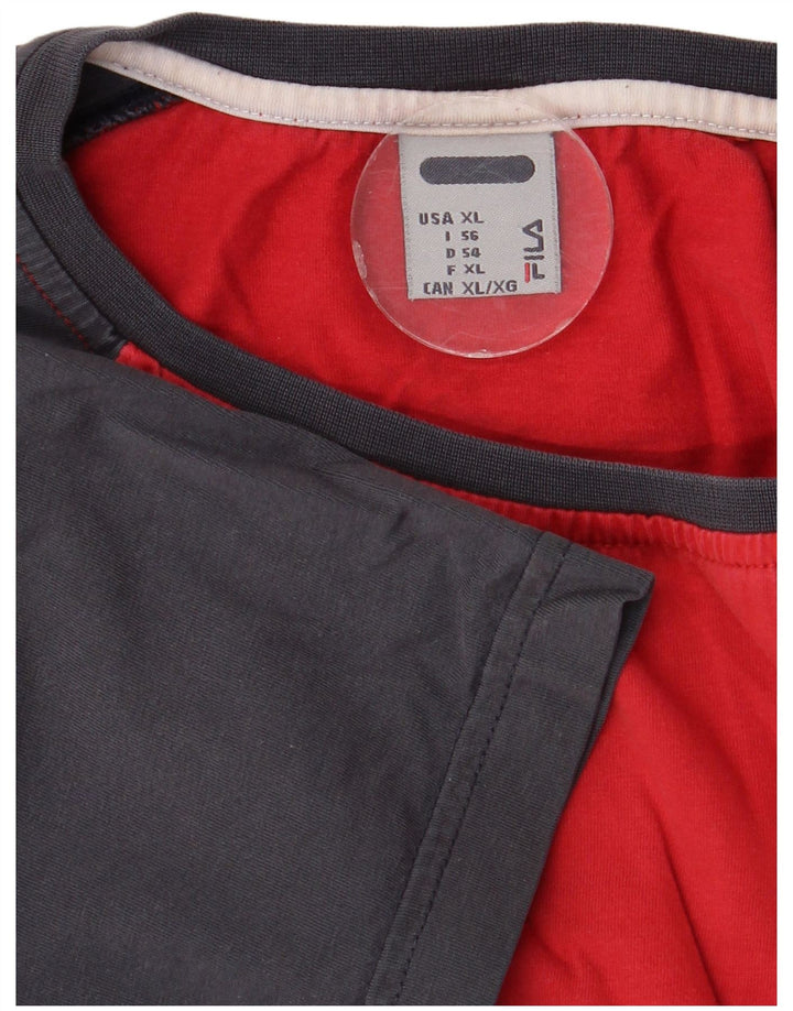 Fila Mens Graphic T-Shirt Top XL Red Colourblock