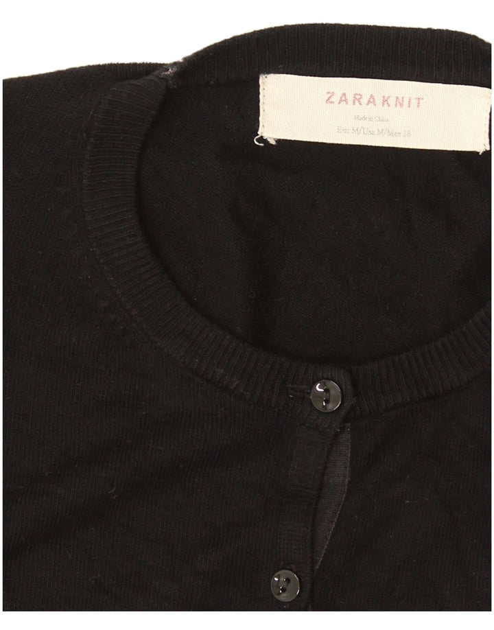 Zara Damen Strickjacke UK 12 Medium Schwarz