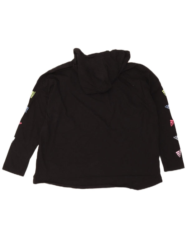 Adidas Pull à capuche graphique coupe ample pour femme UK 18 XL Noir Coton