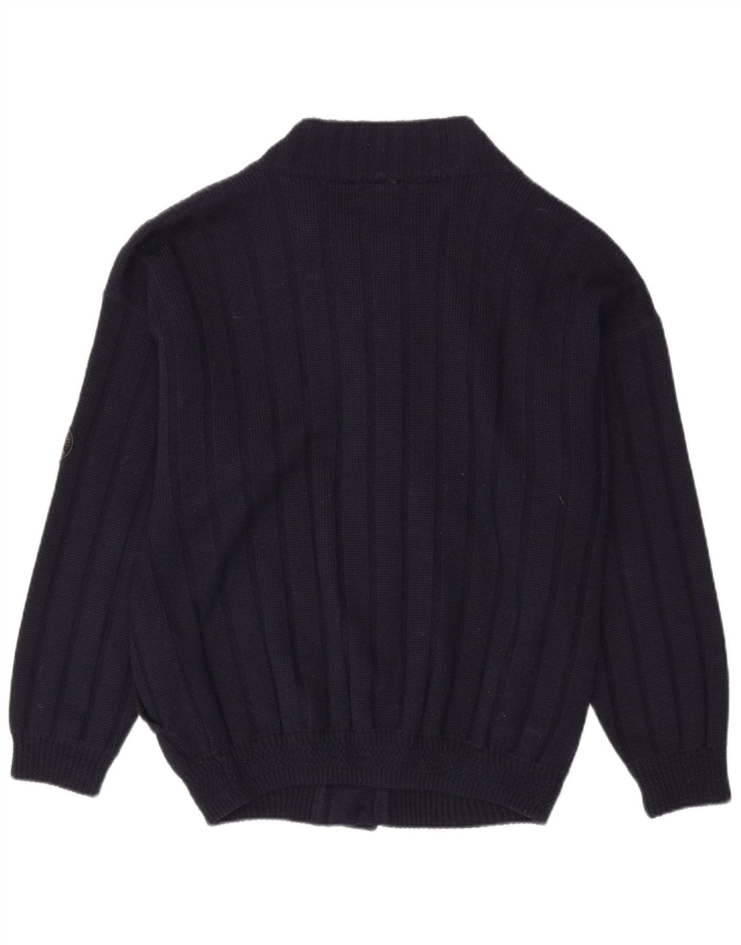 Vintage Mens Cardigan Sweater XL Navy Blue Virgin Wool