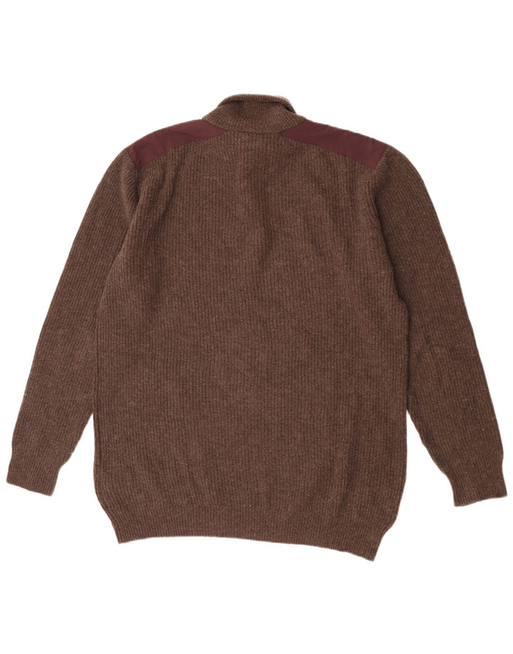 Męski sweter zapinany na guziki Kappa 2XL Brązowa wełna z blokami kolorów