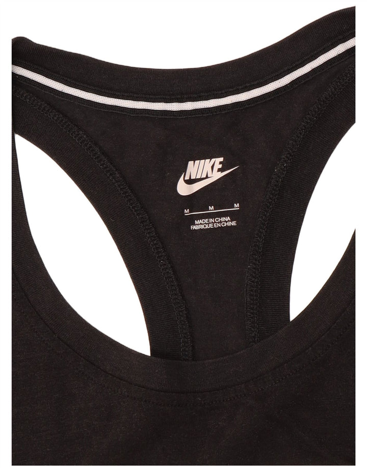 NIKE Womens Graphic Vest Top UK 12 Medium Black