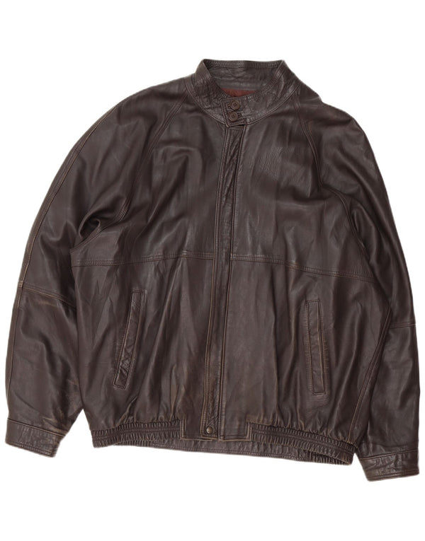 Винтажная мужская кожаная куртка IT 62 4XL черная