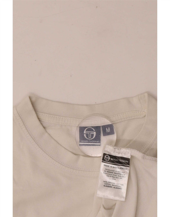 Sergio Tacchini Herre T-shirt Top Medium White Colourblock Bomuld