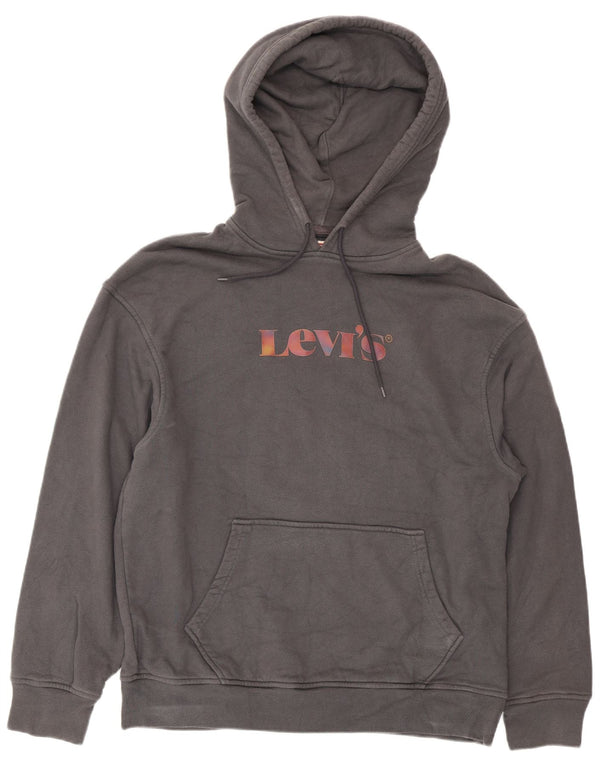 Levi's Mens Graphic Relaxed Fit Hoodie Jumper Small Grey Cotton
