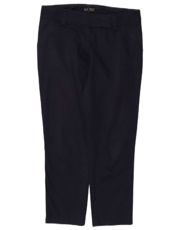 Pantaloni casual dritti da donna Armani W27 L25 cotone blu navy