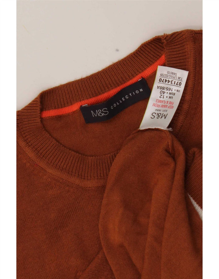 Marks & Spencer Damski sweter z okrągłym dekoltem, UK 12, średni brąz