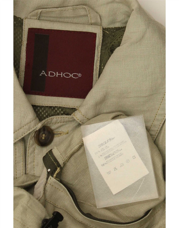 Adhoc Mens Utility Jacket UK 38 Medium Khaki Linen Army